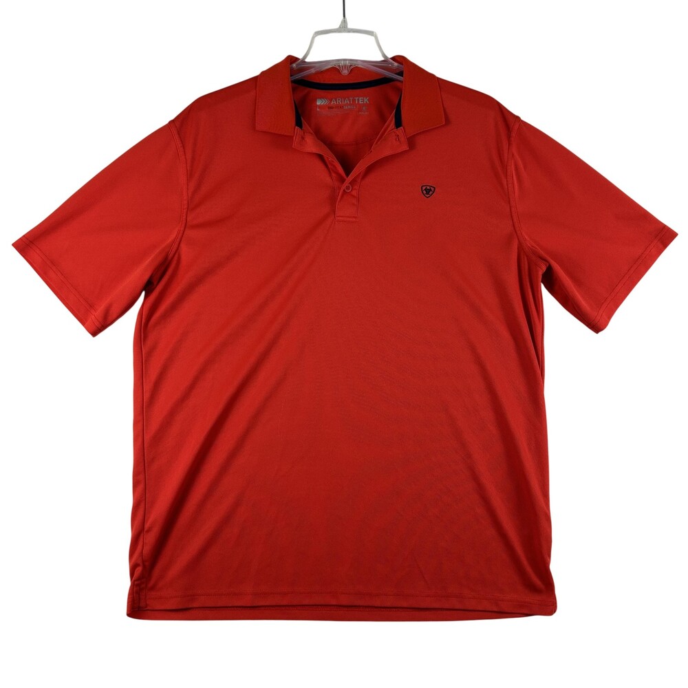 Ariat AriatTEK Heat Series Polo Shirt Mens Large Red Mesh Performance Top
